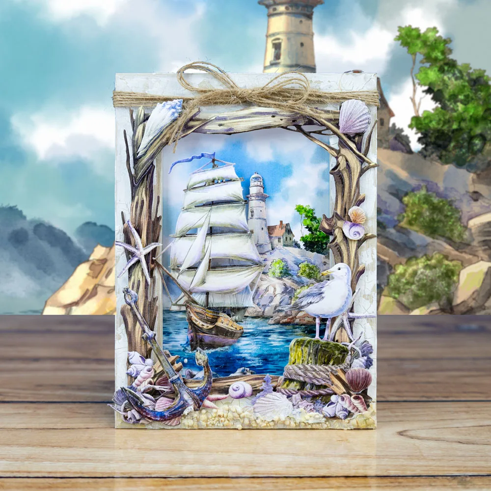 2025 Beyond Bay Driftwood Frame Harbour Voyage Beach Metal Cutting Dies Silicone Stamp Scrapbooking Stencil Photo Album Card DIY