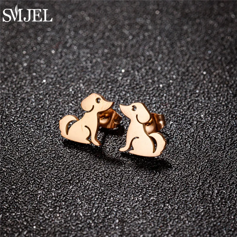 Cute Animal Earings Multiple Stainless Steel Cat Stud Earrings for Women Dog Paw Ear Studs Everyday Jewelry Pendientes Gift