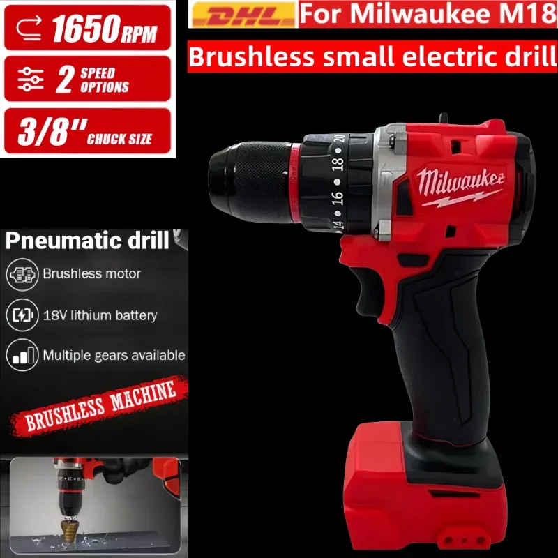 NIEUWE Milwaukee 250N.M Borstelloze Elektrische Klopboormachine LED Verlichting Accuschroevendraaier Oplaadbare 18V Batterij Motor Power Tool