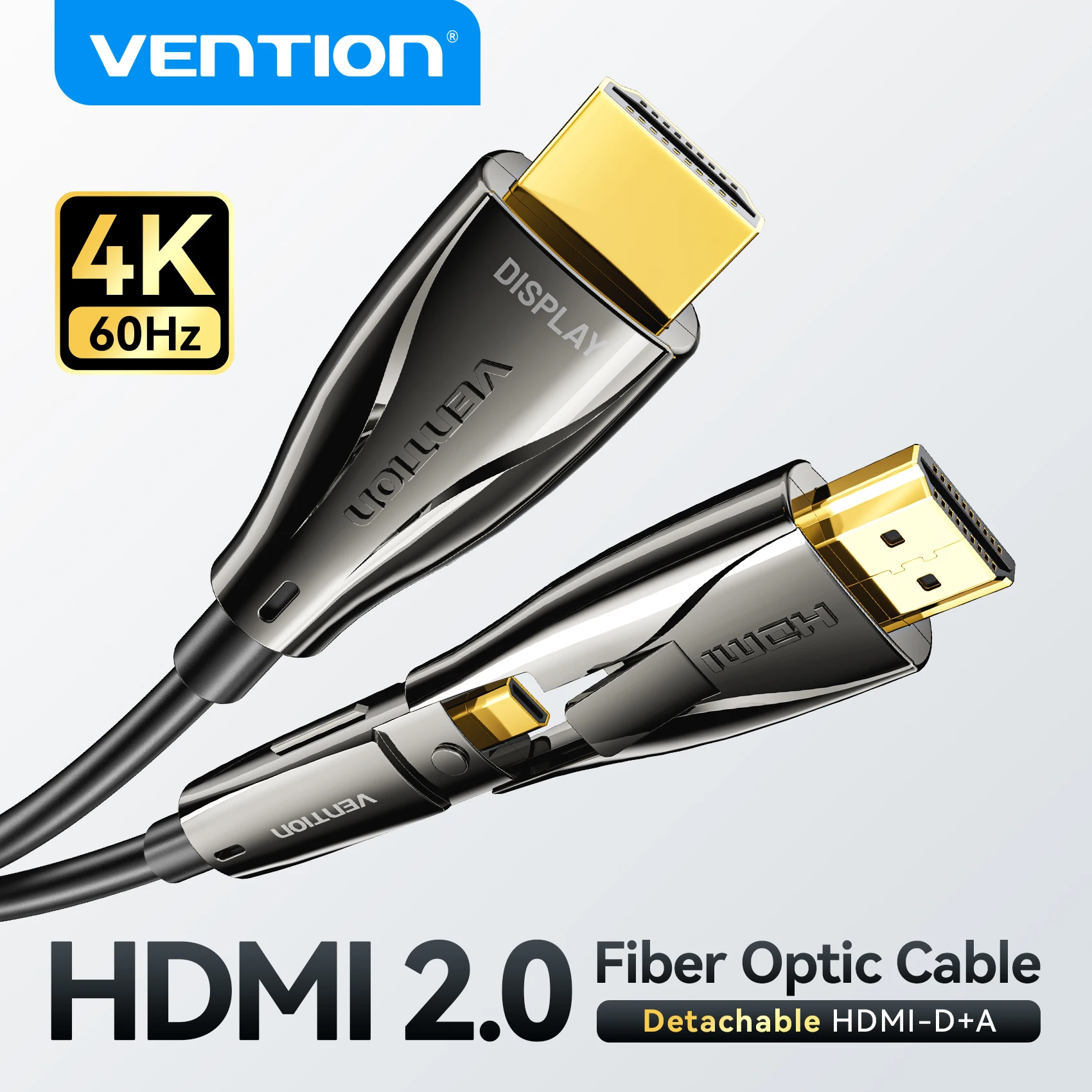 Волоконно-оптический кабель Vention HDMI 2.0, съемный HDMI-D + A 4K при 60 Гц для Xiaomi TV Box, ноутбука, PS5, проектор, HDMI-совместимый кабель