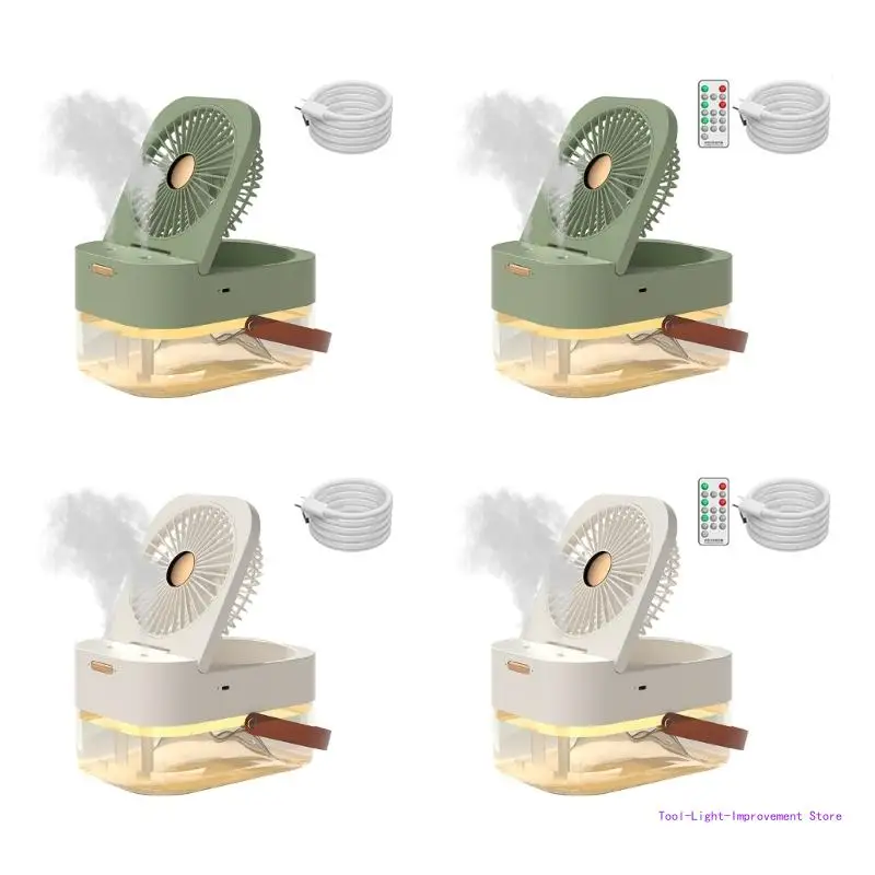 

C63E Cooling Fan Misting Fan with 2.5L Water USB Rechargeable Desk Fan 3 Speed Wind Fan Nightlight for Home