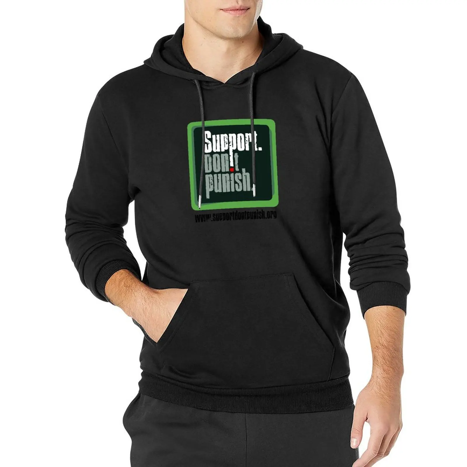 

Пуловер с капюшоном Support Don't Punish, мужская одежда, одежда в стиле аниме, мужская толстовка с капюшоном