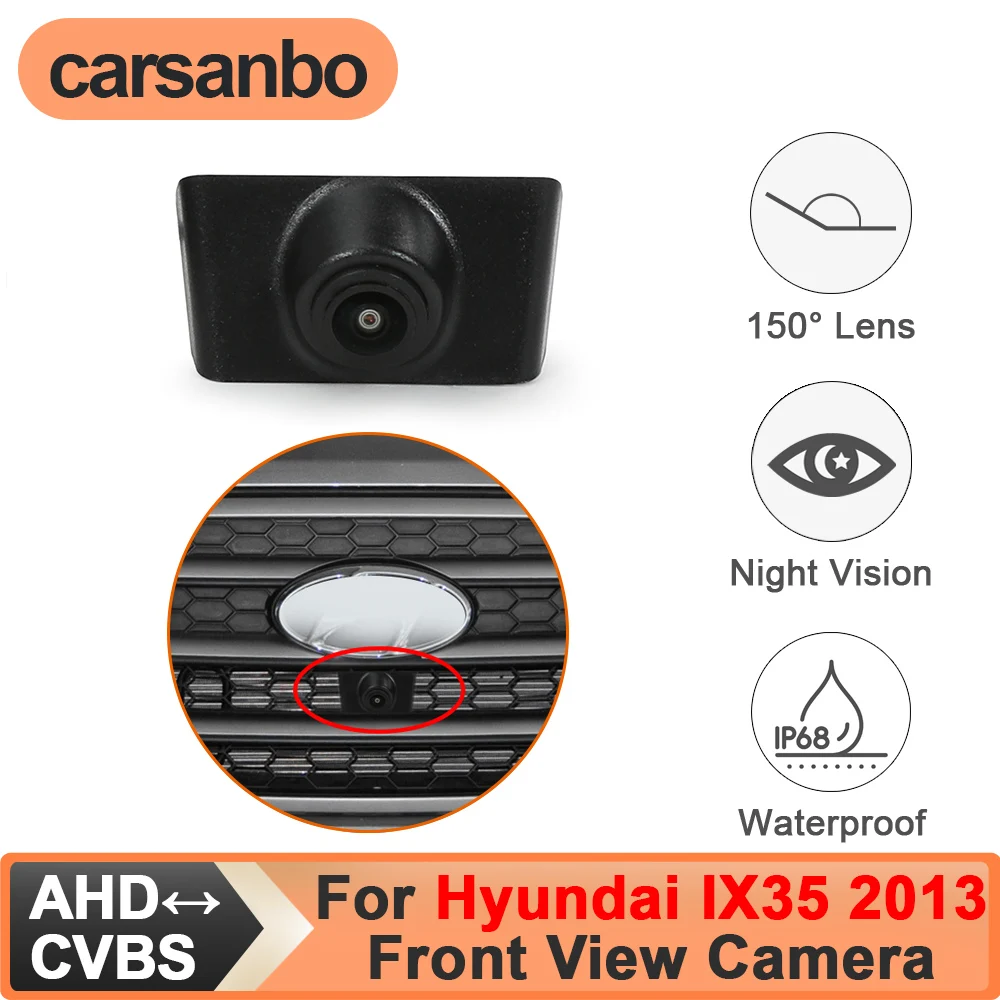 カーサンボ-ヒュンダイ-ix35-2013年式-車用フロントビューカメラ-150-°-cvbs-ahd-スイッチナイトビジョン魚眼レンズ防水パーキングカメラ