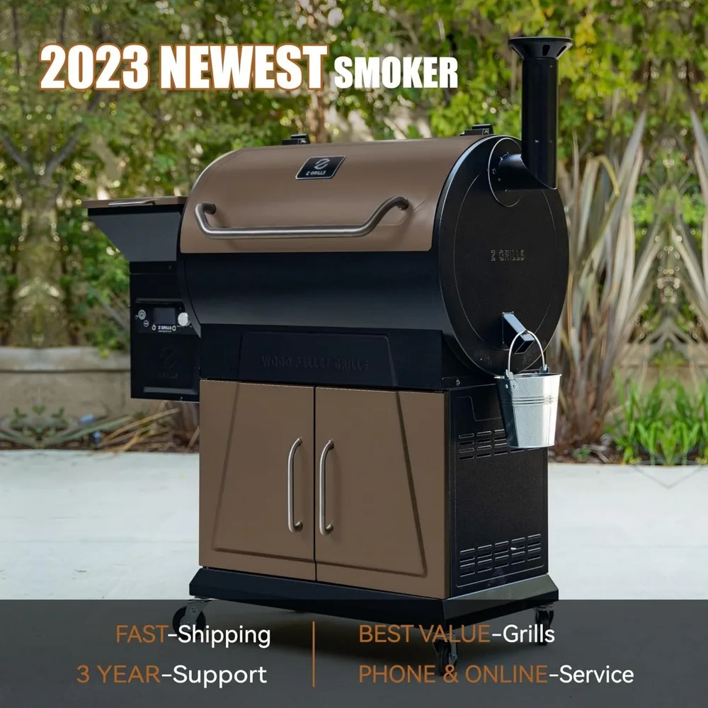 Pellet Grill Smoker with PID 2.0 Controller, LCD Screen, 2 Meat Probes, Huge Storage Cabinet, 697 Sq in Cooking Area, Rain Cover