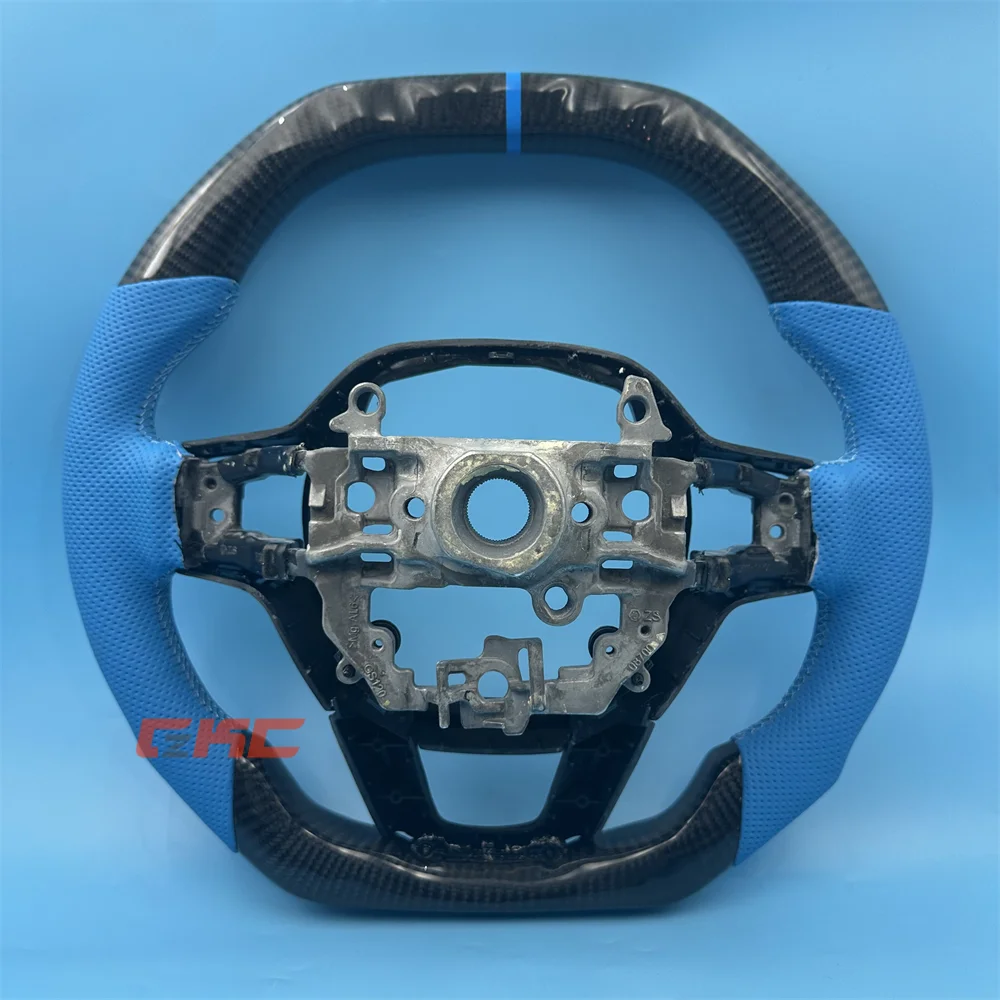 

Customized black Carbon Fiber blue Perforated Leather strip Steering Wheel for 2022 2023 2024 2025 Honda Civic
