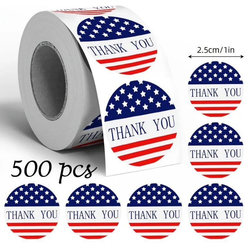 

1 pack of 500 American flag appreciation stickers