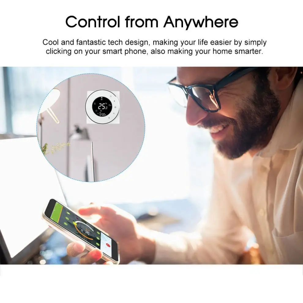 uniqueFactory Outlet WiFi Wireless Temperature Thermostat Smart  Digital Thermostat Floor Heating Thermostat Support Voice Contr