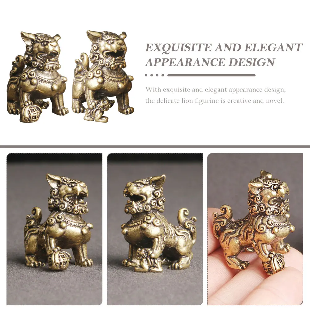 

2pcs Retro Golden Brass Craft Desktop Brass Statue Statue For Home Office Car Decor Small Animal Ornament Desktop Decoration