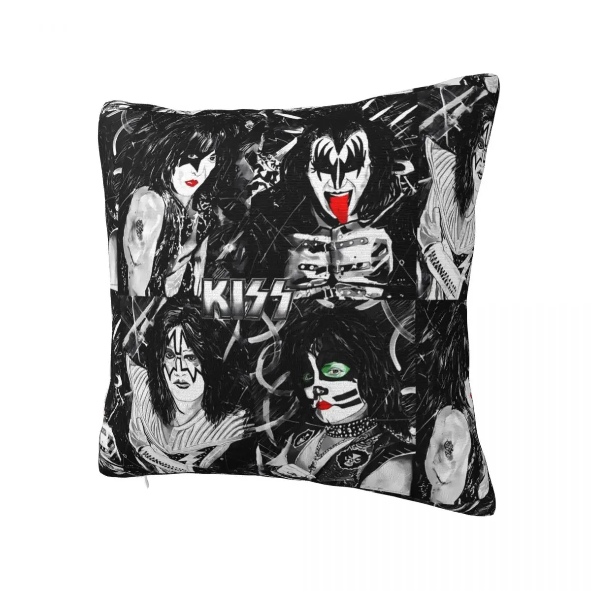 Kiss Band Pillow Cover Rock Band Cushion Cover Graphic Pillow Case Fashion Pillowcases For Sofa Home Decorative