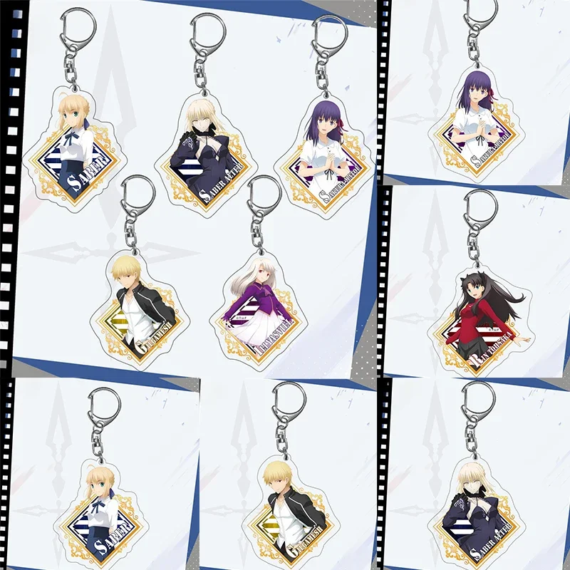 

Fate Pendragon Double-sided Keychain Anime Character Acrylic Student Couple Backpack Decoration Keychain Car Key Decoration Gift