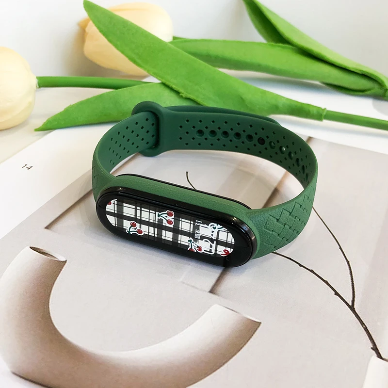 Strap For Xiaomi Mi Band 7/6/5/4/3/NFC Wristband Smartwatch Woven Pattern Silicone Bracelet correa Mi Band 3 4 5 6 7 Accessories
