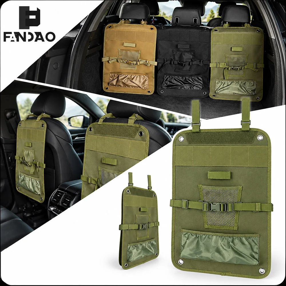 Tactical Car Seat Back Organizer Multifunctional Vehicle Storage Bag Rear Car Seat Utility Pouch for Travel Camping Outdoor Gear