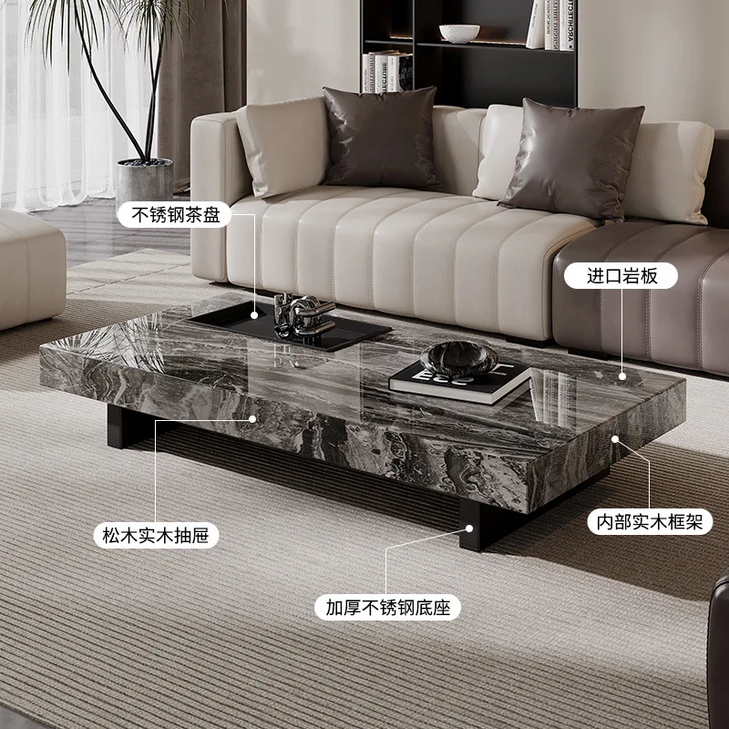 

rectangular coffee table rock slab minimalist living room household size modern minimalist premium low tea table Interne