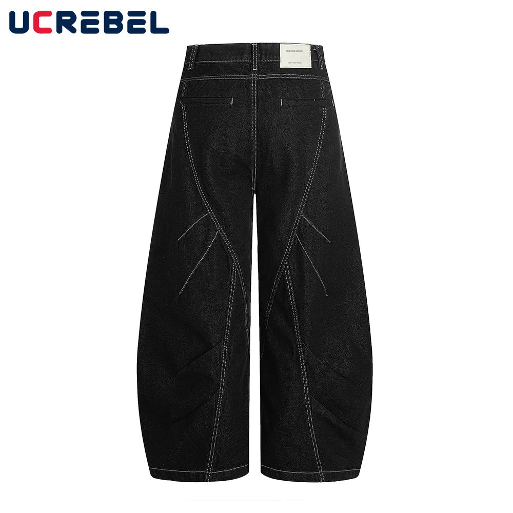 

Мужские джинсовые брюки Scimitar с верхней строчкой, свободные широкие потертые темные джинсы в стиле ретро, мужские джинсы