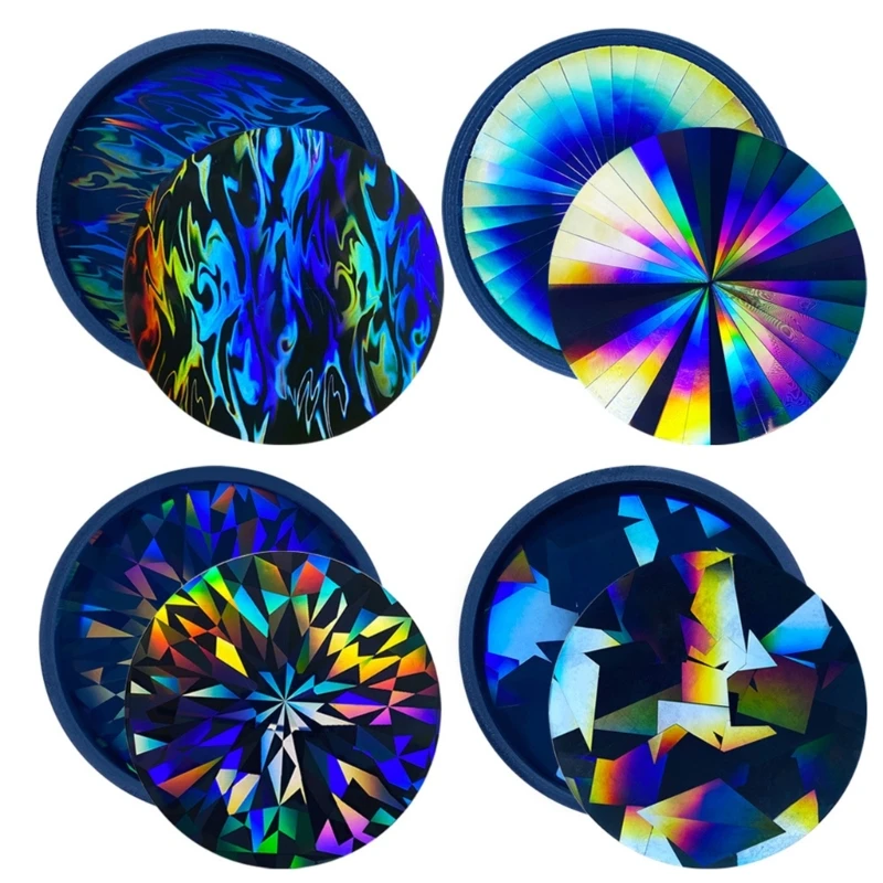 Holographic Coaster Molds for Epoxy Resin DIY Light and Shadow Christmas Snowflake Cup Mat Silicone Mold Storage Tray