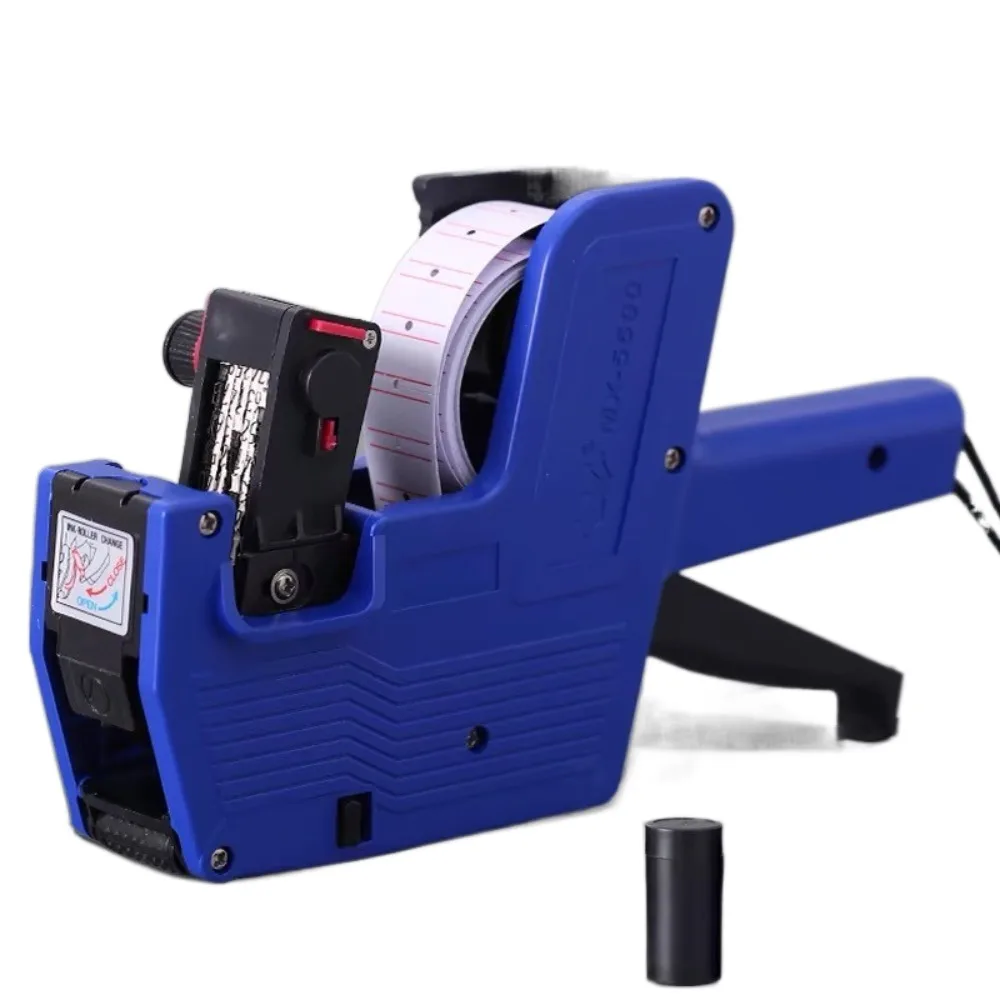 1 Roll Labels + 1 Ink Digital Tag Printer MX-5500 8 Digits Display Price Label Printer Office Supermarket Tag Marker Machine