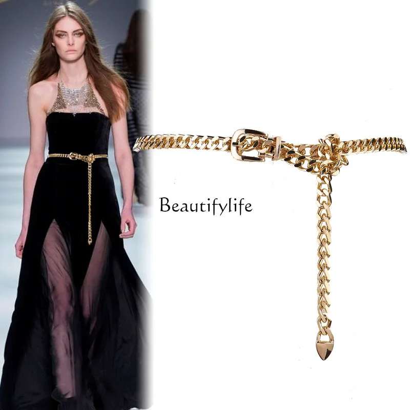 Women's Waist Chain with Dress, Simple and Versatile, Hollow Chain, Fashion Belt