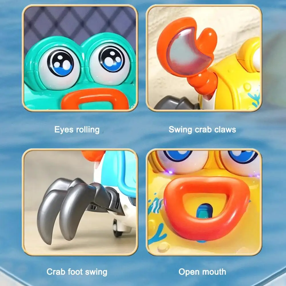 Jouet crabe de marche, Robot mobile à Direction intelligente avec yeux clignotants, 8 chansons, lumière musicale, roue omnidirectionnelle électrique 360 pour cascadeurs