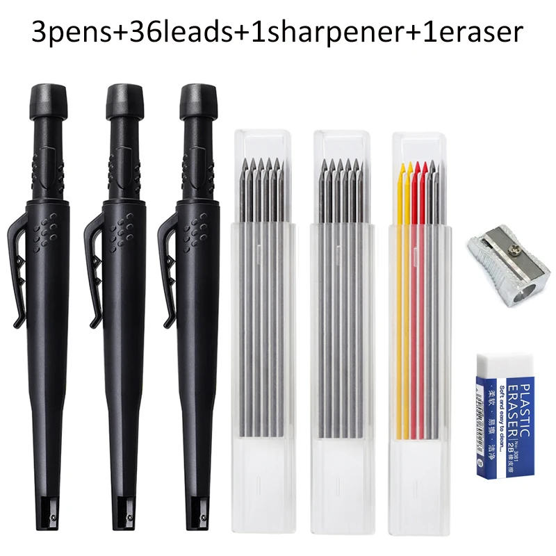 2,8 mm mechanisch potloodset voor houtbewerking, inclusief potloodstiften, voor ontwerpers en ingenieurs die houtwerkzaamheden uitvoeren, voor het aanbrengen van markeringen en het tekenen, een handig