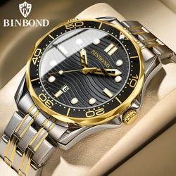 BINBOND Top Brand Luxury Sea Horse Series Men's Business Quartz Watch luminous Waterproof Sports Men Watches Fashion New Design