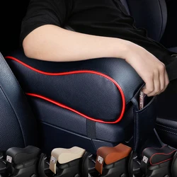 Car Armrest Pad Leather Auto Central Console Protection Cushion Thicken Memory Foam Auto Armrests Storage Box with Pocket