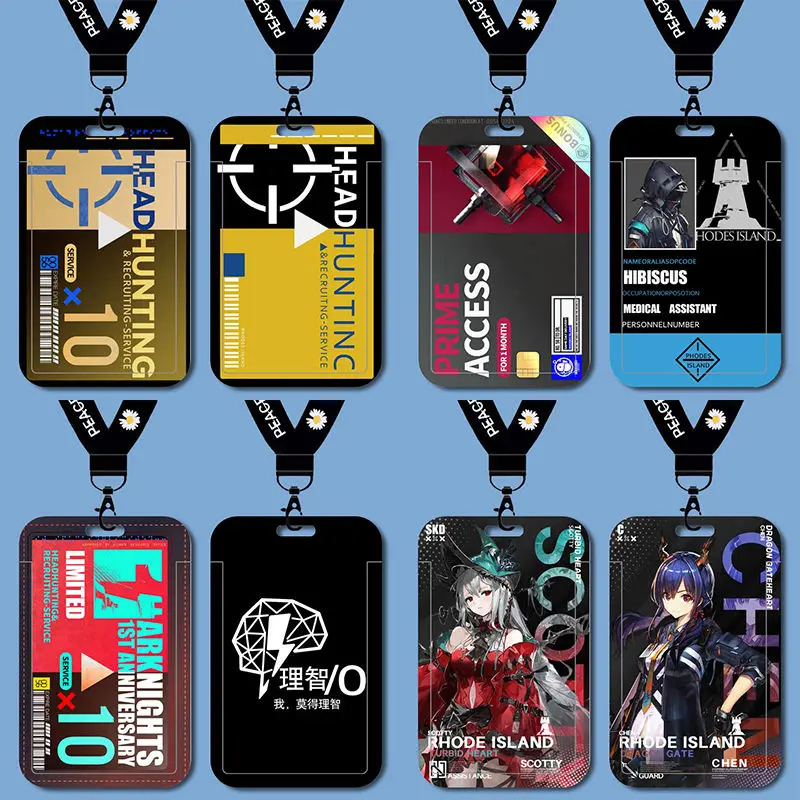 Arknights Amiya Kal'tsit Theresa Tempat Kartu Periferal Anime Kepribadian Kreatif Kartun Bernilai Tinggi dengan Tempat Kartu Tali