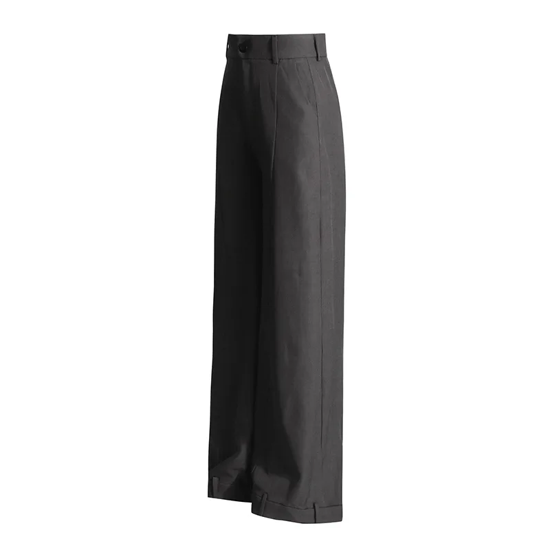 ZAMOR HIGH STREET Women Cross Border Versatile Chic Straight Pants 2026 Spring New Fashion Solid Color High Waist Wide Leg Casua