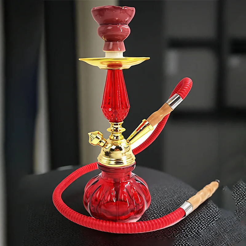 

Black Blue Green Red Yellow,11.8in\30cm Small,Single Hose 1,Bar Shisha Full Set Smoking Pipe Hookah Set,Glass Vase