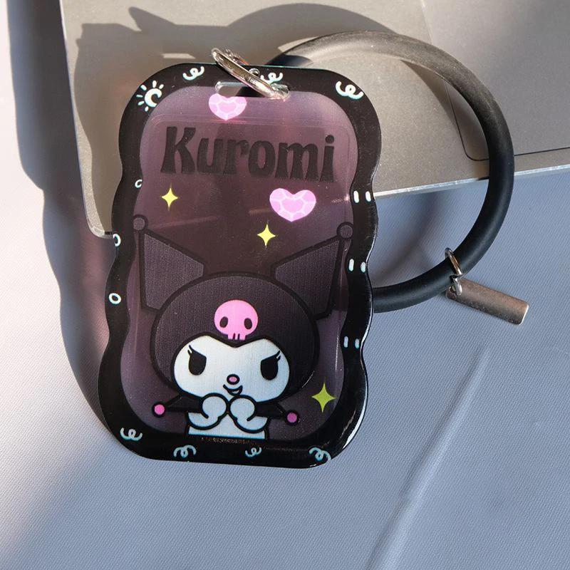 Cute Sanrio Kuromi Photo Card Holder Design Idol Photo Sleeve Keychain Photocards Protector Case Student Stationery