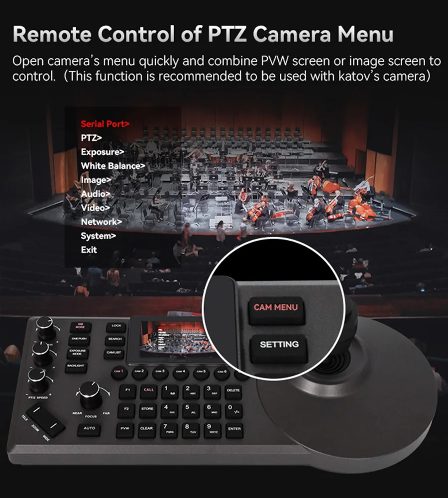 Imagem -04 - Pré-visualização em Tempo Real Ptz Câmera Joystick Teclado 4d Controlador Ndi Poe Ptz 255 Presets Tela Lcd de 3