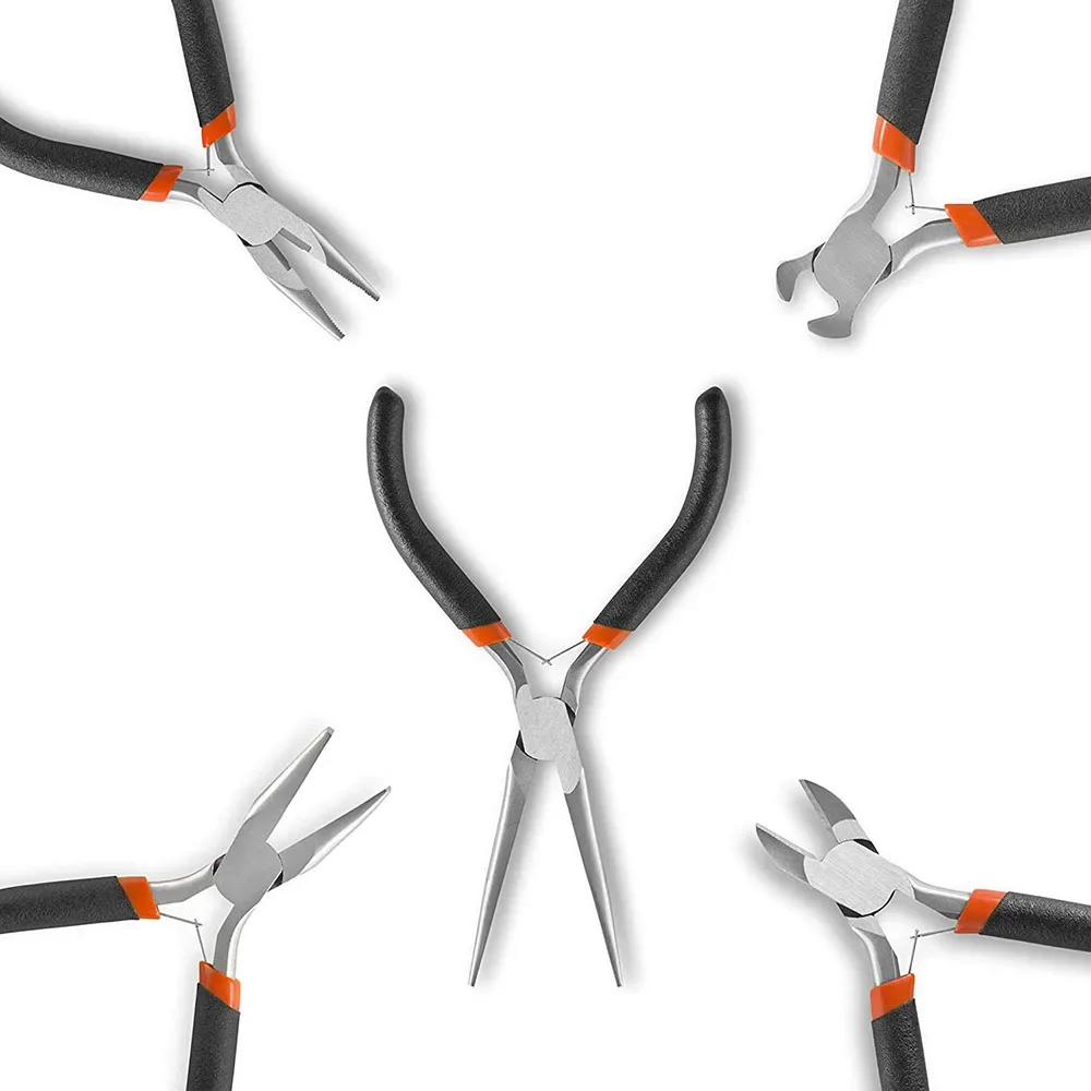 5-teiliges 4,5-Zoll-Mini-Elektronikzangen-Set mit diagonaler Seitenschneider, Kabel-Drahtschneider, Reparatur von Präzisionszangen – Detail 7