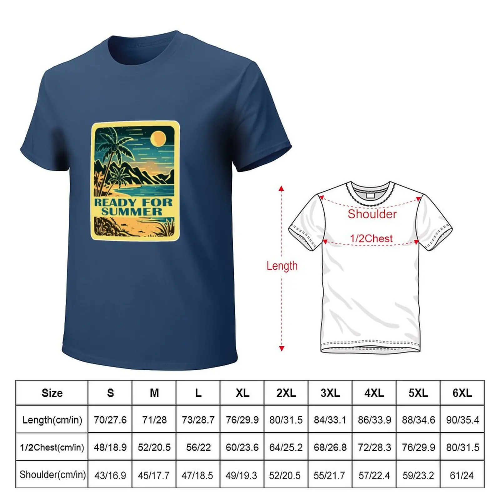 Graphic - Summer Scene - Ready for Summer - Blue & Yellow T-Shirt blanks customs design your own Short sleeve tee men t shirts