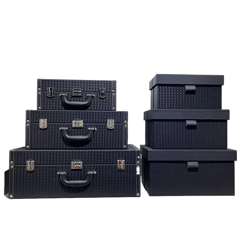 2026 Closet woven pattern storage box - Simple storage box for soft furnishing home decor