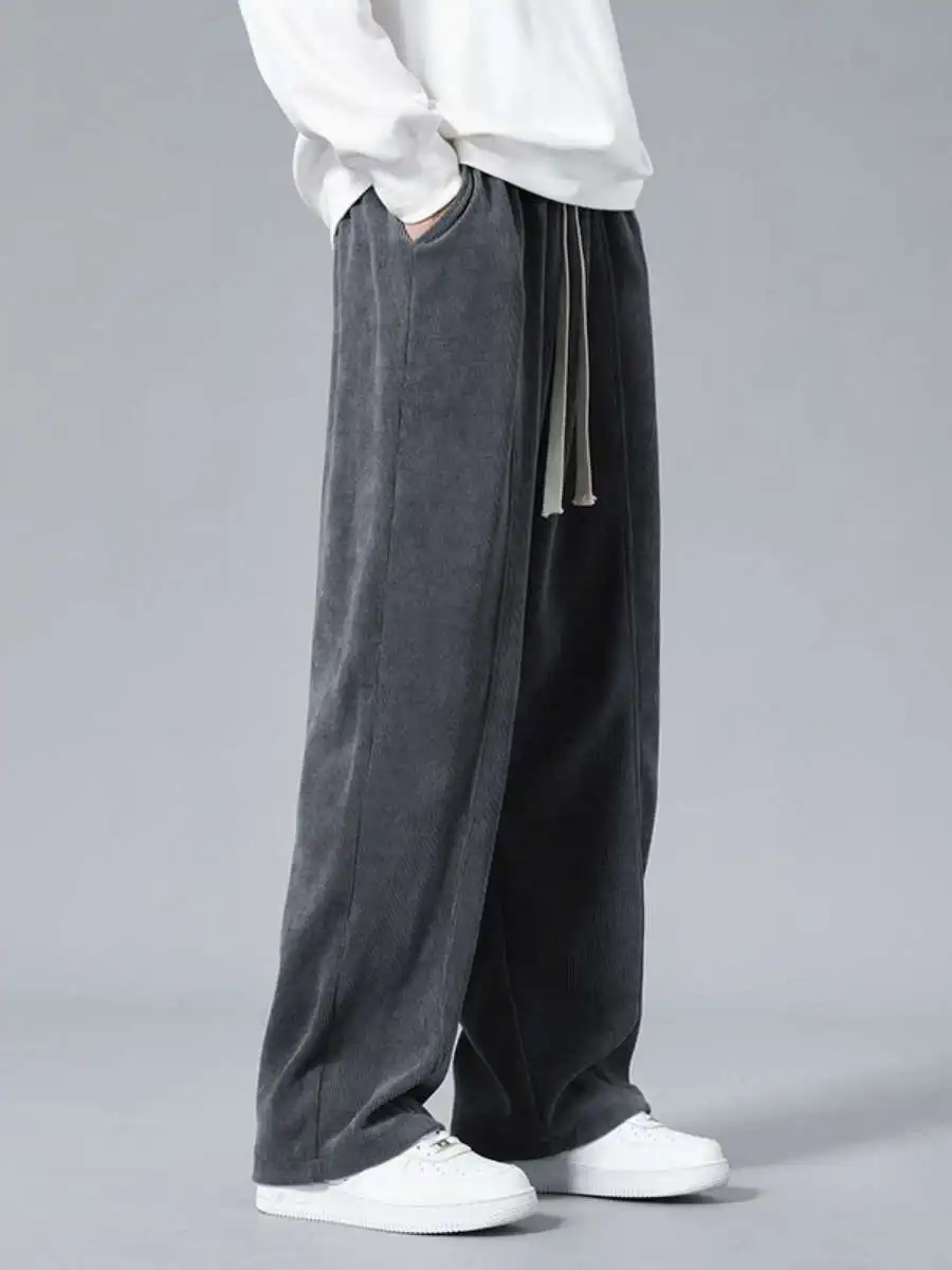 

Мужские повседневные прямые брюки, весенне-осенние универсальные свободные брюки из Гонконга, драпированные брюки с девятью пятью сторонами