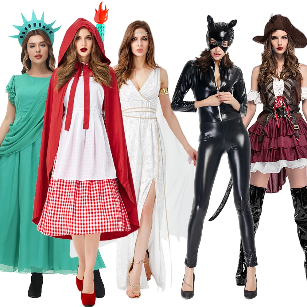 

loween Girl Motorcycle Suit Red Riding Hood Pirate Costume Game orm Free Godd Women's Faion Summer Polyester