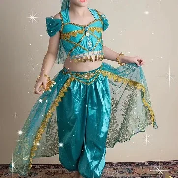 

Children's Indian dance performance attire, exotic performance attire, jasmine princess dress, children's belly dance studio pho