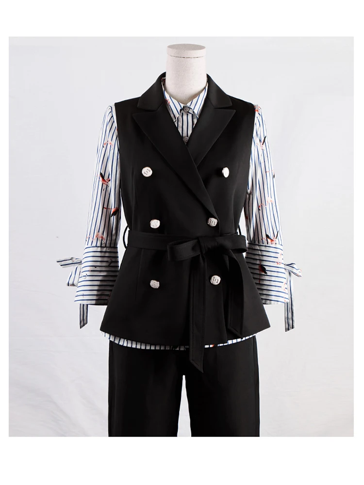 

New Ladies Vest Loose Double Breasted Fashion Elegant Sleeveless Jacket Street Style Versatile Top Chaleco Mujer