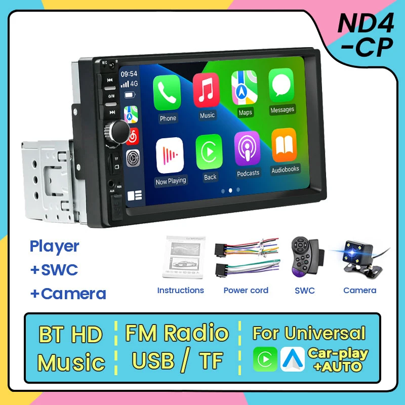 1 Din Carplay Auto MP5 Player Universal Autoradio 7inch Touch Screen Car Radio USB TF Card Multimedia Player Mirror Lin-k Audio