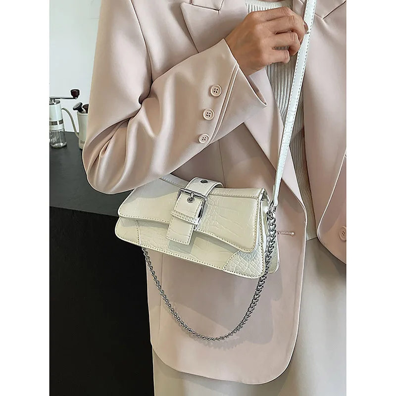 Korean Version Design Sense Retro Women Bag 2024 New Solid Color CrossBody Bags Chain Single Shoulder Underarm Small Square Pack