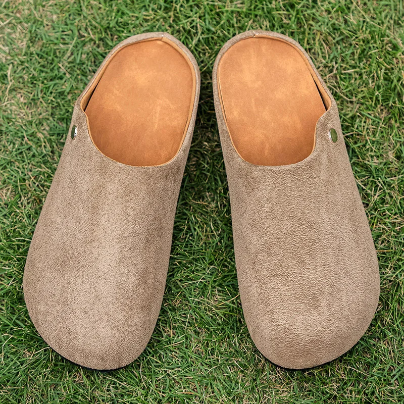 

Men's Home Solid Color Suede Pull-on Large-sized One-foot Casual Lightweight Quiet Casual Retro Style Casual Fashion Slippers