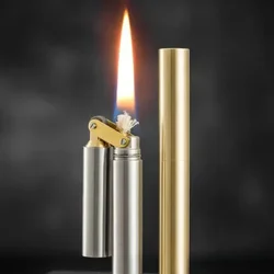 2026 New Creative Unusual Copper Lamp oil Lighter Nunchaku Retro Grinding Wheel Lighter Foldable Portable Men's Exquisite Gift