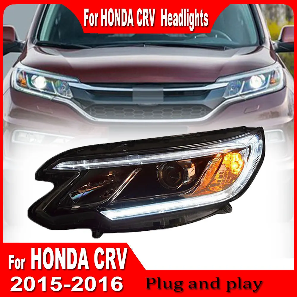 2Pcs LED Headlights Assembly for Honda CRV CR-V 2015 2016 Upgrade Car Head Lamp DRL Turning Front Head Lights Plug and Play