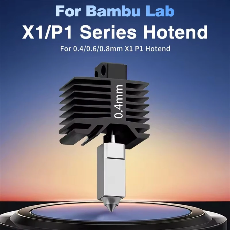 3D Printer Parts for BambuLab X1 P1 Series Hotend With Hardened Steel Nozzle 0.2/0.4/0.6/0.8mm For Bambu Lab X1C X1 P1P P1S
