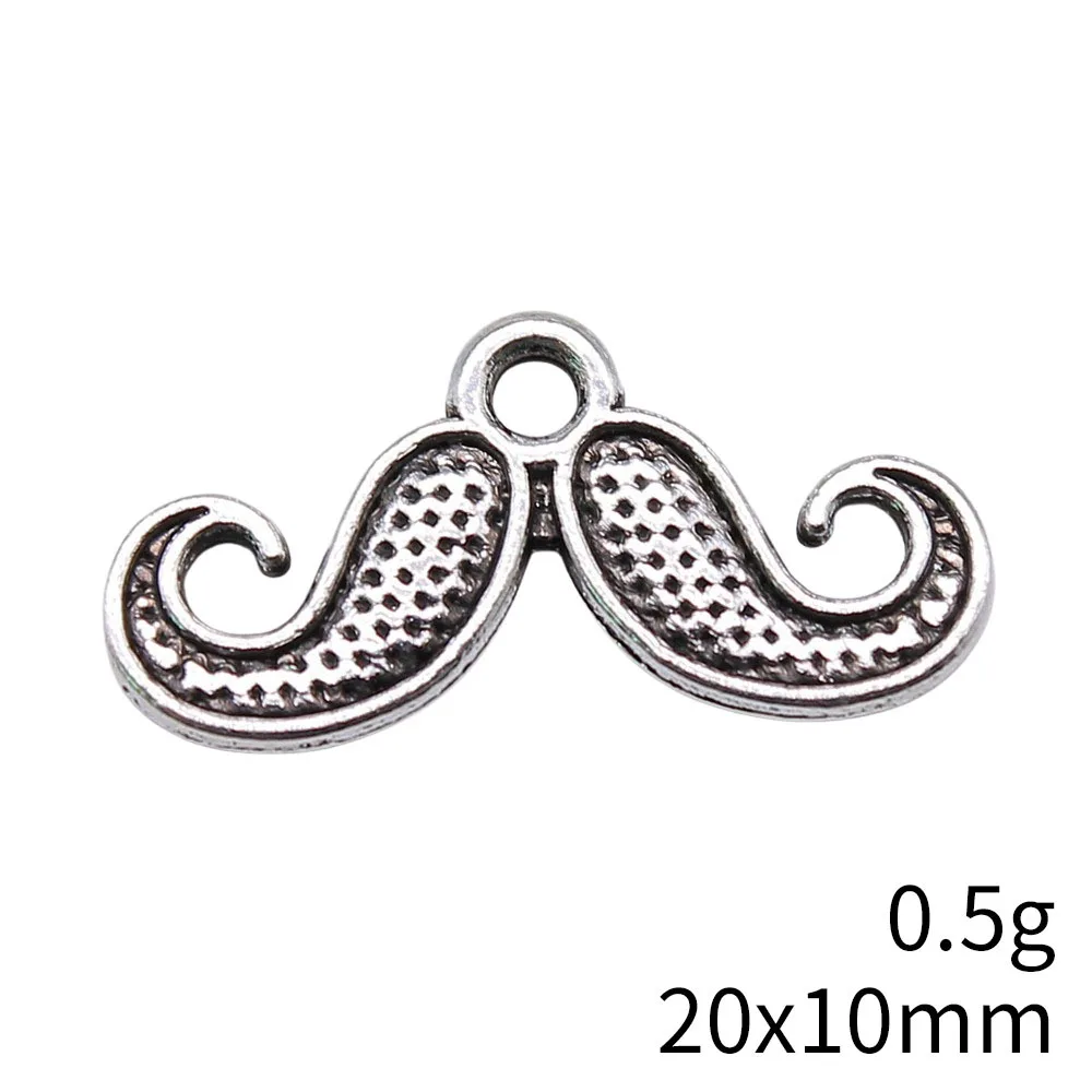 30 Pieces 20mm*10mm Metal Antique Silver Plated Mustache Charms for Diy Jewelry Making