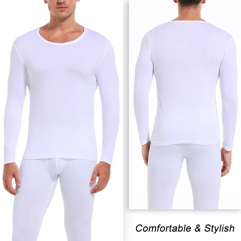 Men Premium Thermal Underwear Suit Ultra Soft Long Johns Fleece Lined Warm Base Layer Mens Thermals Top and Pants Set of 2