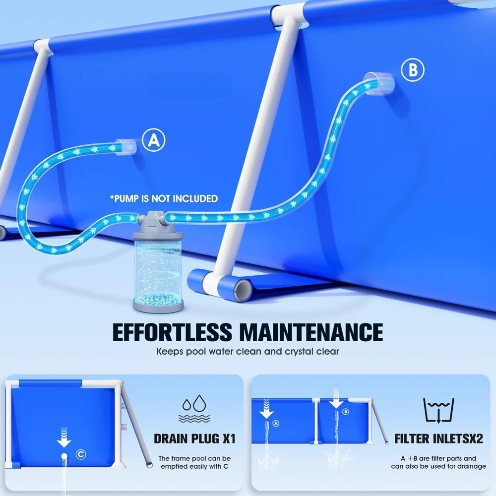 Above Ground Pool,Frame Deep Swimming Pools, Family Pool,Large Above Ground Easy Set, Outdoor Backyard Pools for Kids, Adults