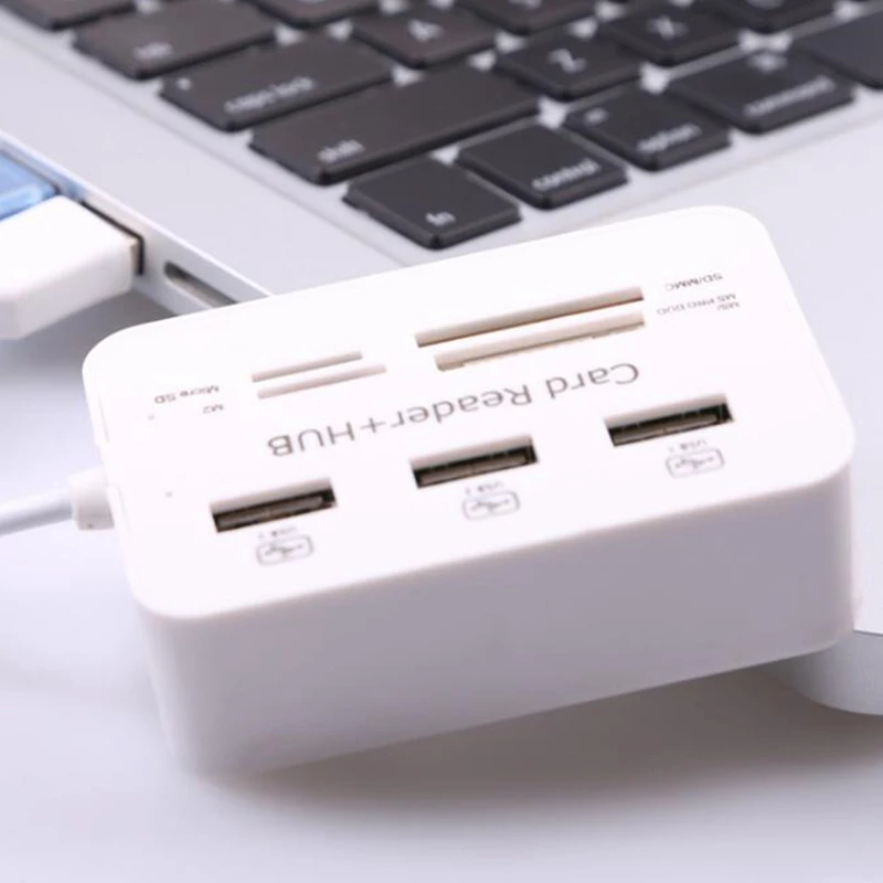 All In One USB 2.0 Hub 3 Ports With USB Card Reader Hub 2.0 480Mbps Combo For MS/M2/SD/MMC/TF For PC Laptop