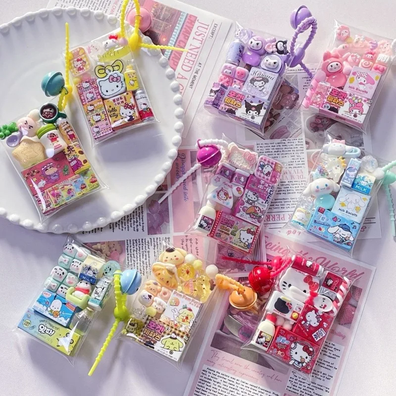 مينيسو سانريو مرحبا كيتي كورومي اليدوية كريم الغراء اكسسوارات محاكاة مصغرة ألعاب طعام حقيبة غاشا لطيف Kawaii الكرتون #6