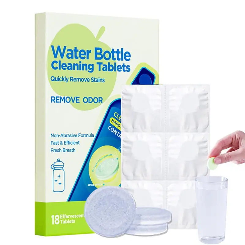 Bottle Clean Tablet 18PCS Tumbler Water Bottle Cleaning Tablets Removes Stubborn Stains Cleaning Tabs Individually Packed