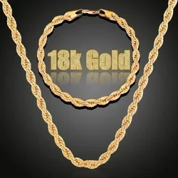 3mm placcato oro 18k pasta fritta catena intrecciata collana braccialetto hip-hop corda intrecciata amanti cubani festa gioielli di fascia alta regali